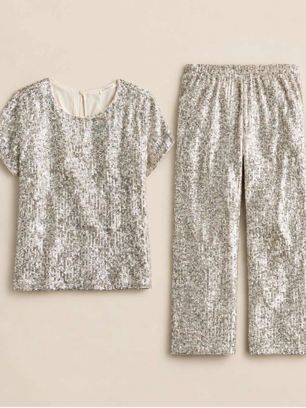 J. Crew Crewcuts Girls Silver Sequin Top & Pants Set